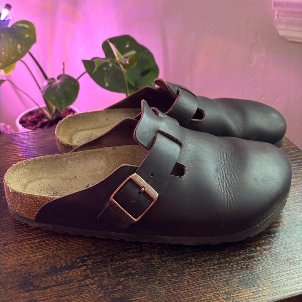 Birkenstock Boston 41 Brown Oiled Leather Clogs